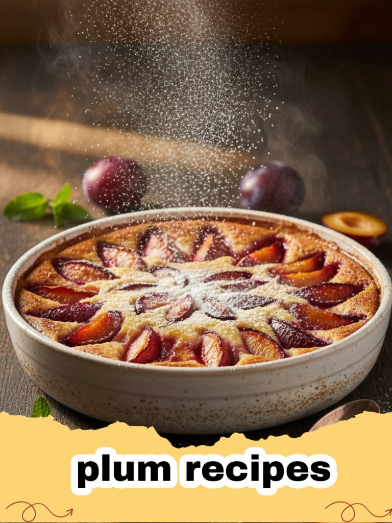 plum recipes - A rustic plum galette with golden brown crust and bubbling purple fruit on parchment paper.