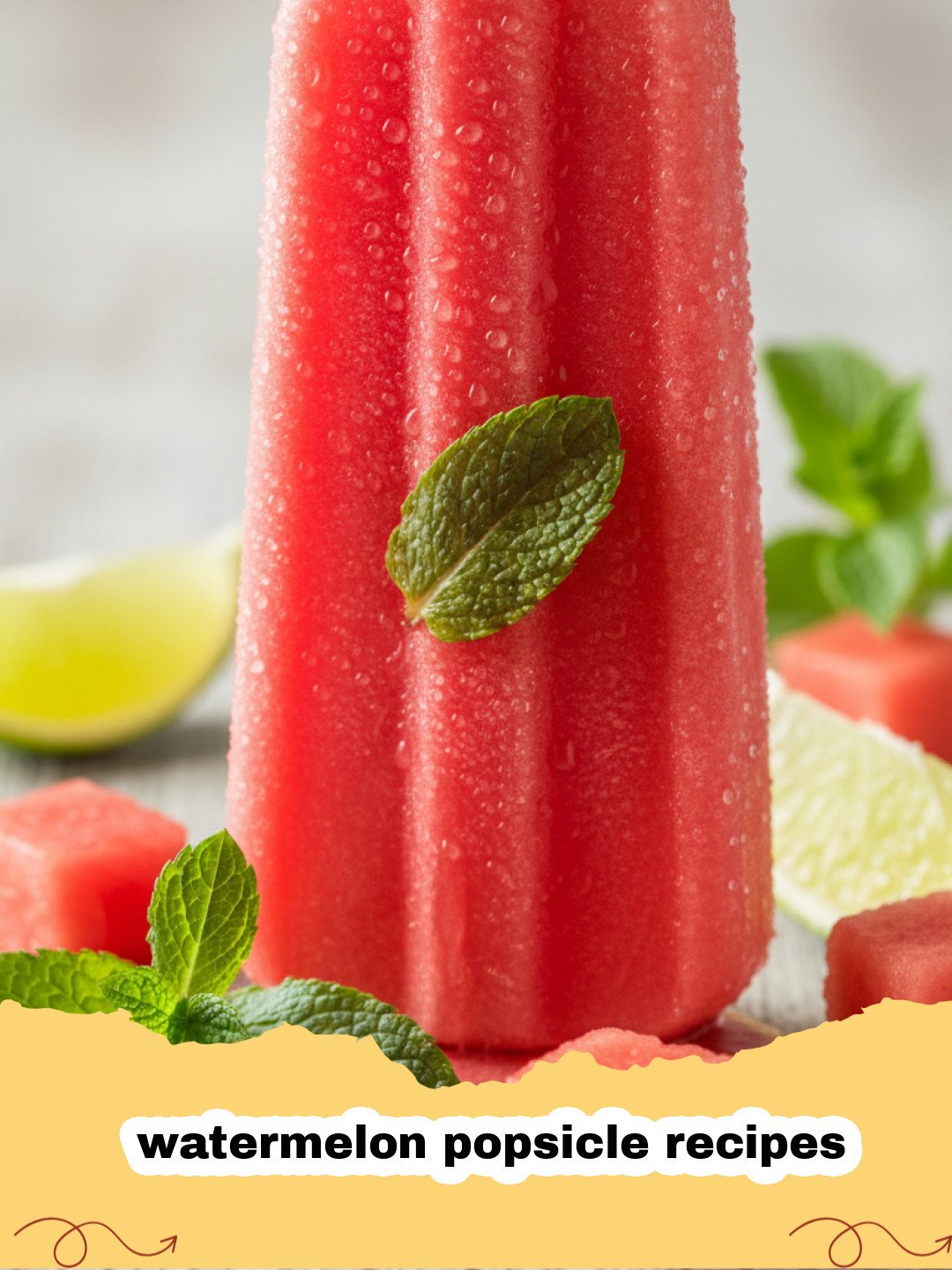 watermelon popsicle recipes - Close-up of vibrant red watermelon popsicles with a hint of green rind, melting slightly in a bright summer setting.