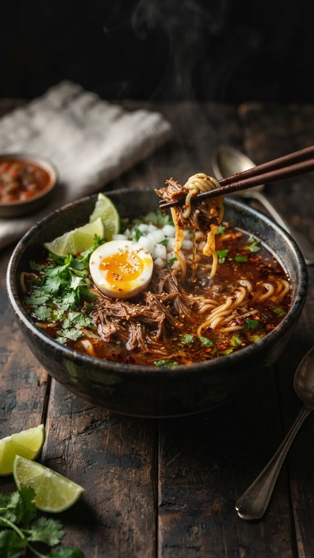 Authentic Birria Ramen Preparation