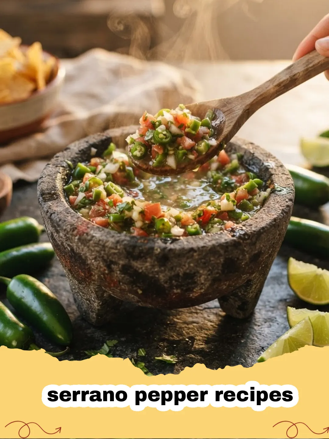 serrano pepper recipes - A bowl of bright green charred serrano pepper salsa with fresh cilantro on top.
