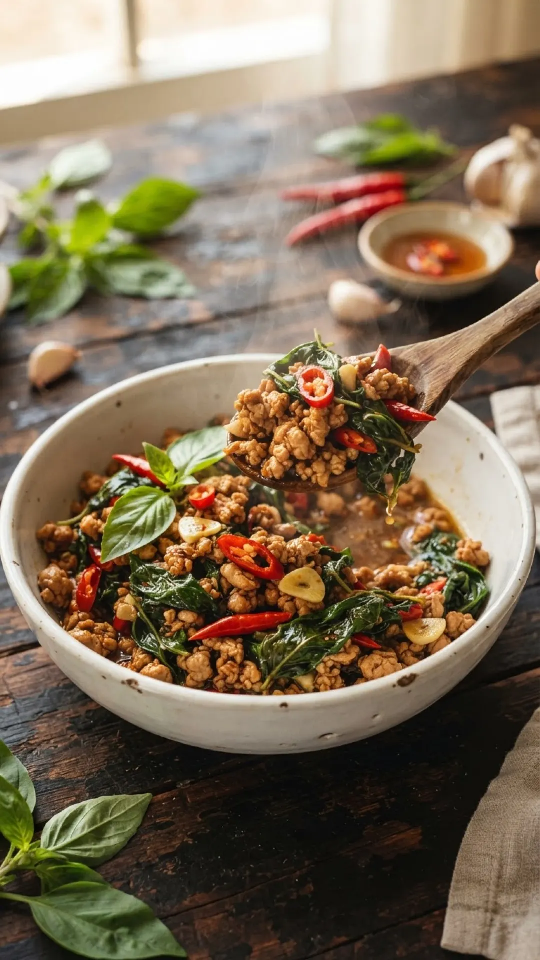 Authentic Thai Basil Chicken (Pad Krapow) Preparation