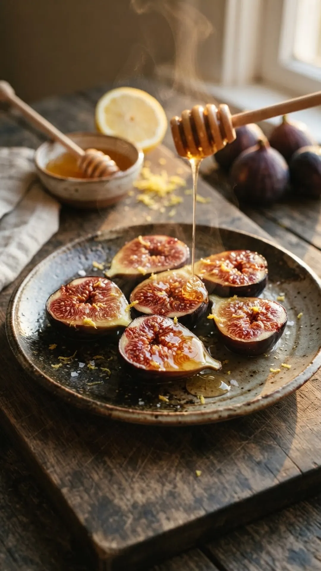Baked Figs with Honey, Mascarpone, and Pistachios Preparation