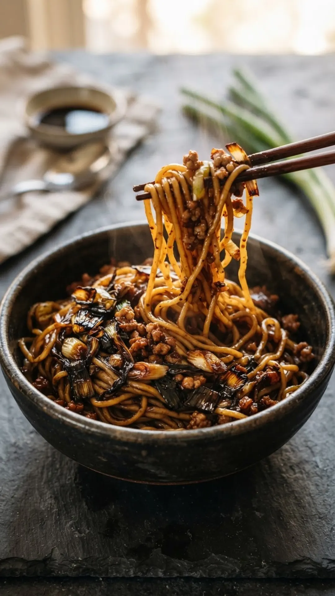 Caramelized Scallion Oil Noodles Preparation