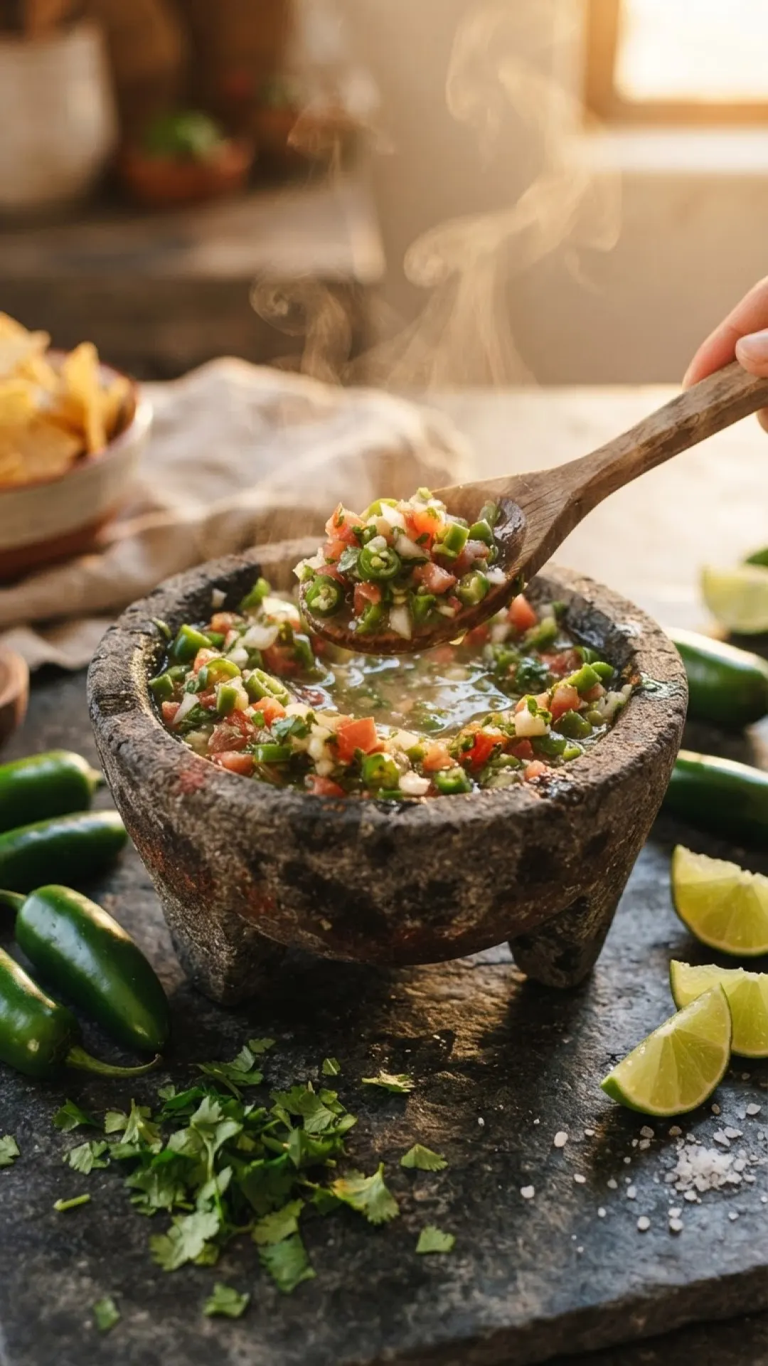 Charred Serrano Pepper Salsa Preparation