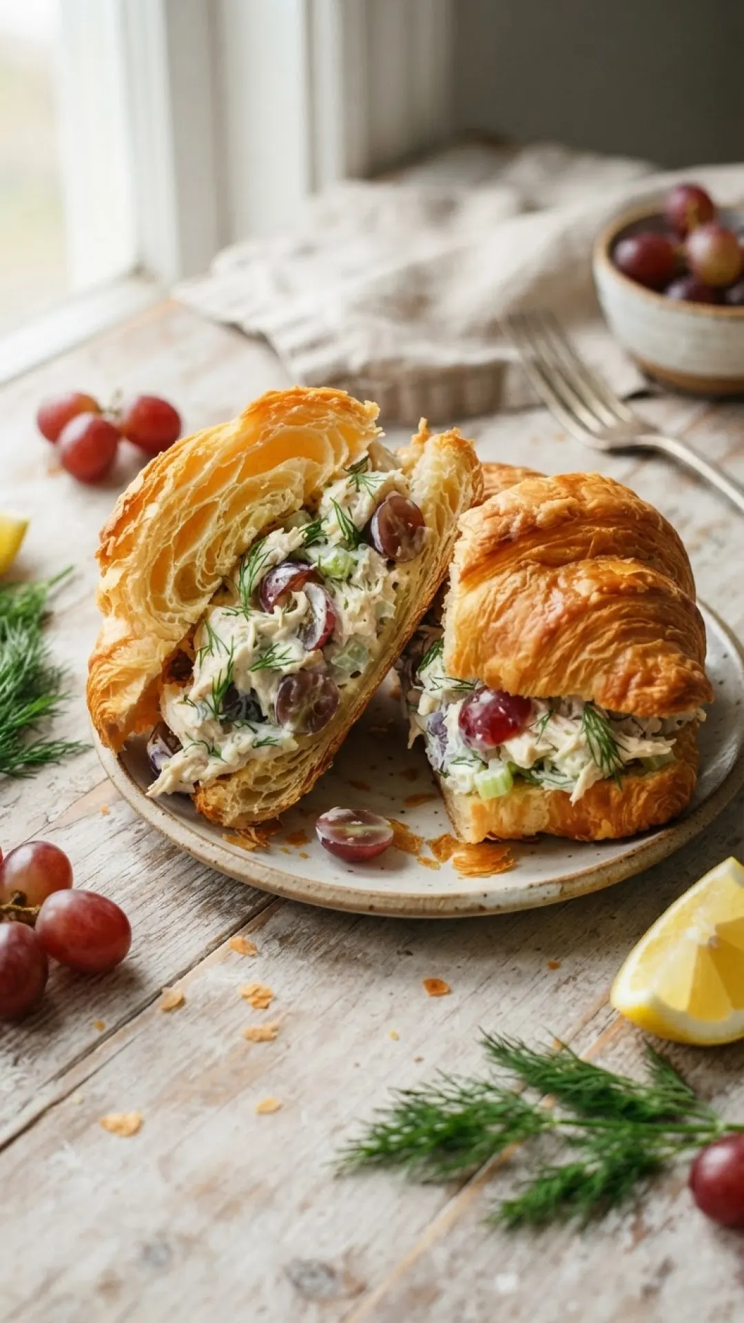 Classic Chicken Salad Croissant Sandwich Preparation