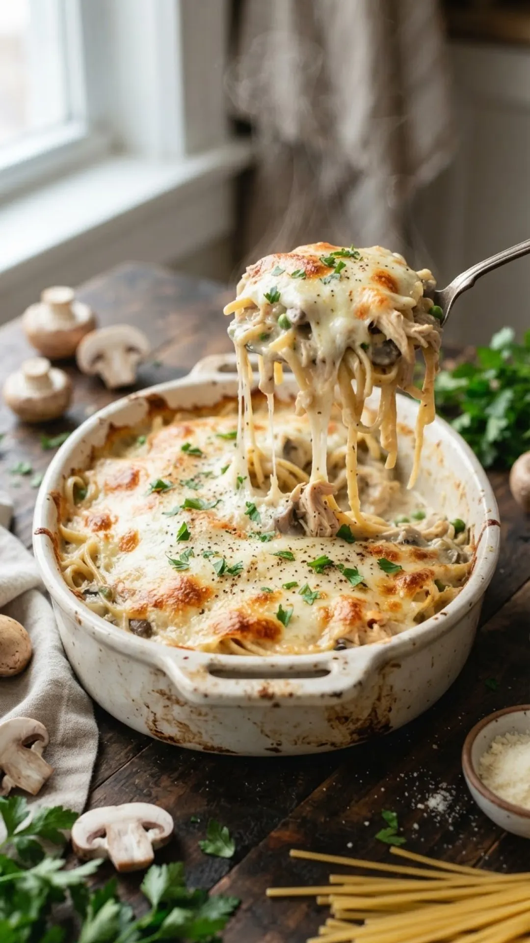 Classic Creamy Chicken Tetrazzini Preparation