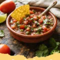 salsa recipes homemade - A vibrant bowl of classic fresh homemade salsa with tortilla chips, ready for dipping.