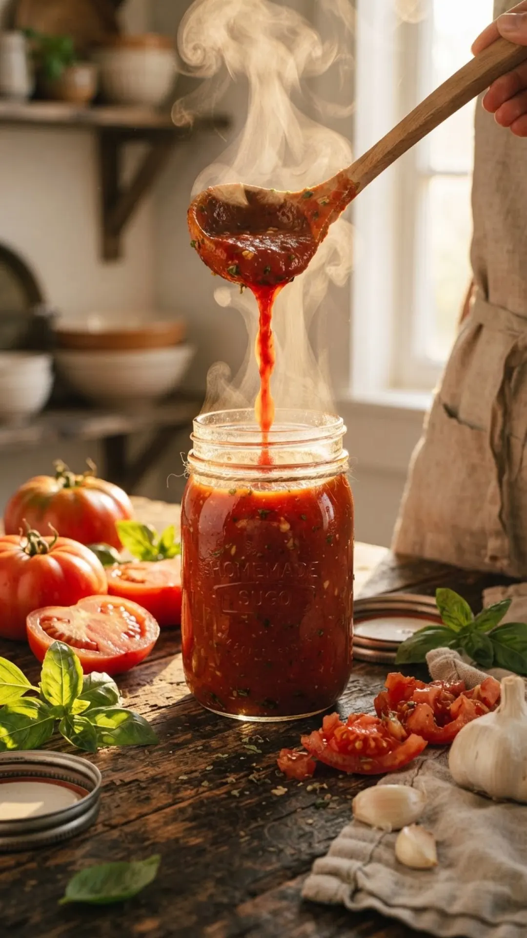 Classic Homemade Canning Spaghetti Sauce Preparation