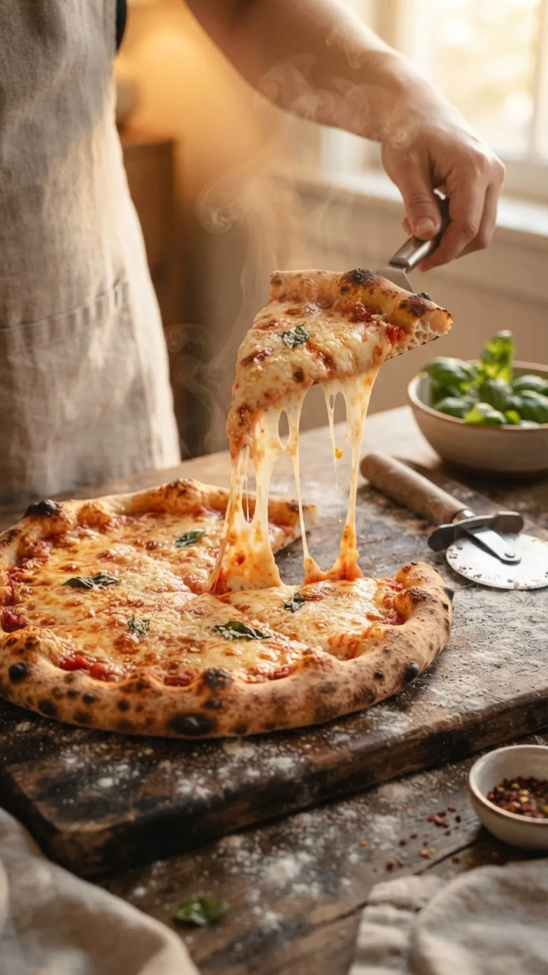 Classic Homemade Cheese Pizza Preparation