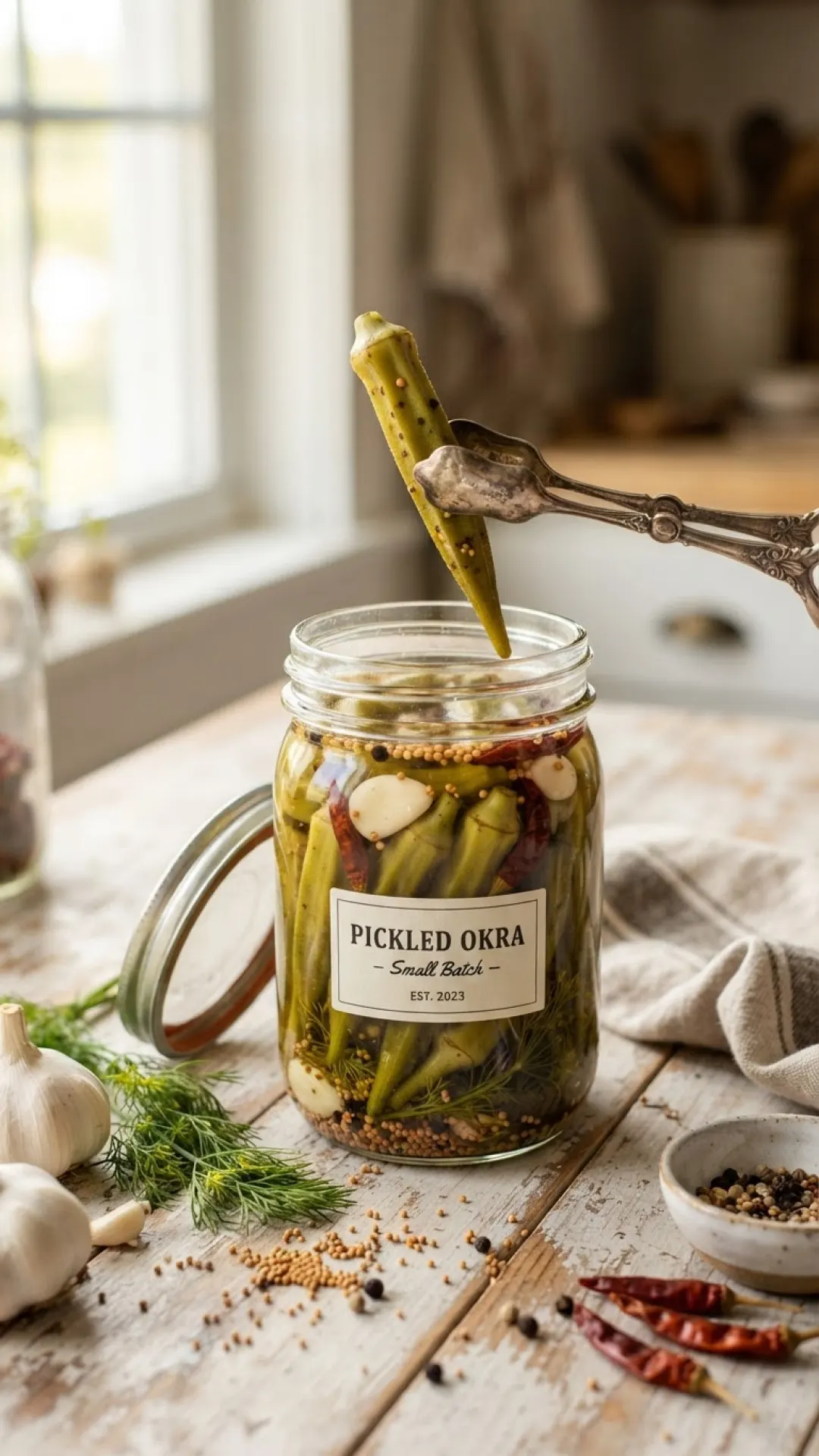 Classic Southern Pickled Okra Recipe Preparation