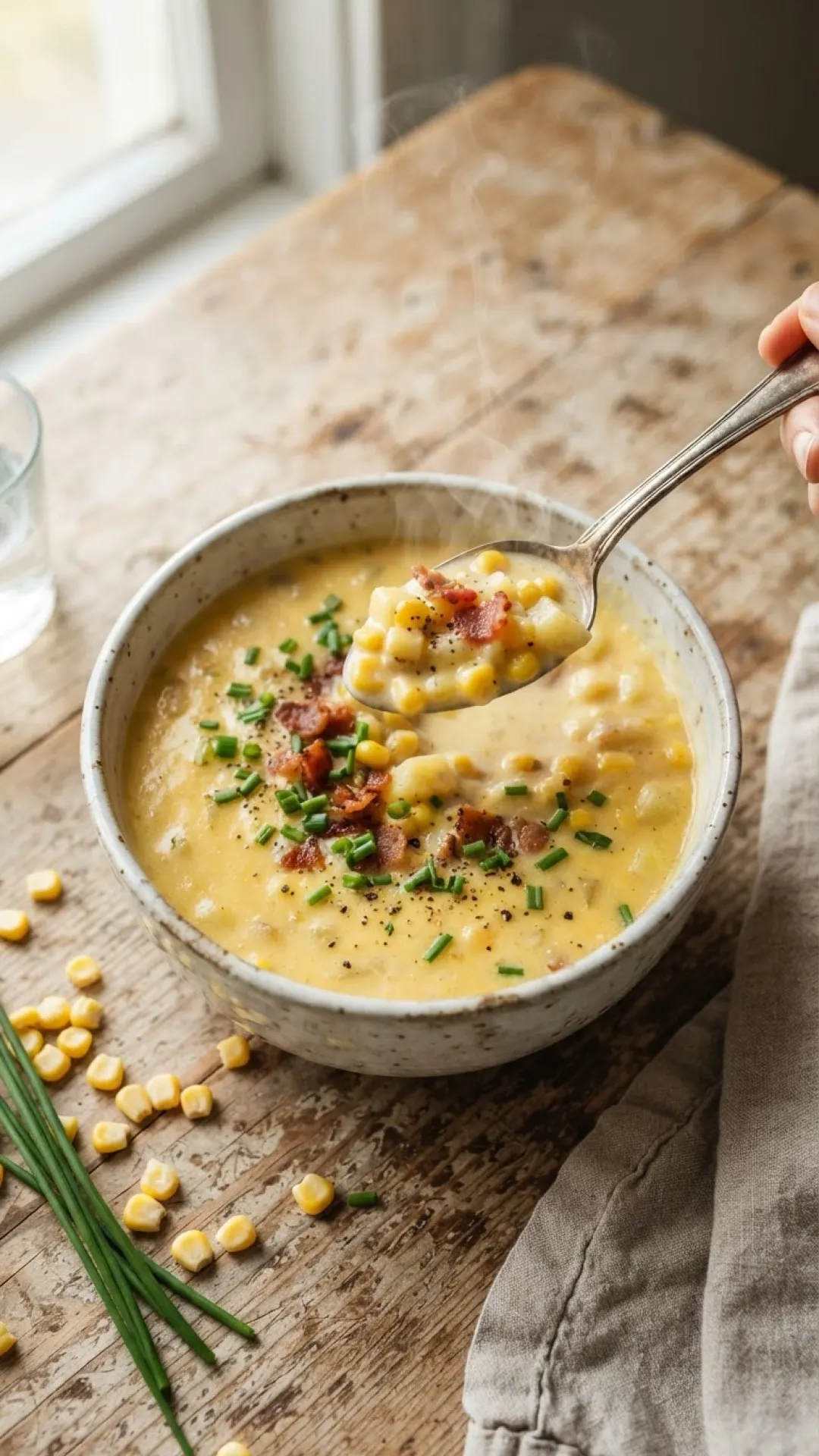 Creamy Corn Chowder with Bacon Preparation