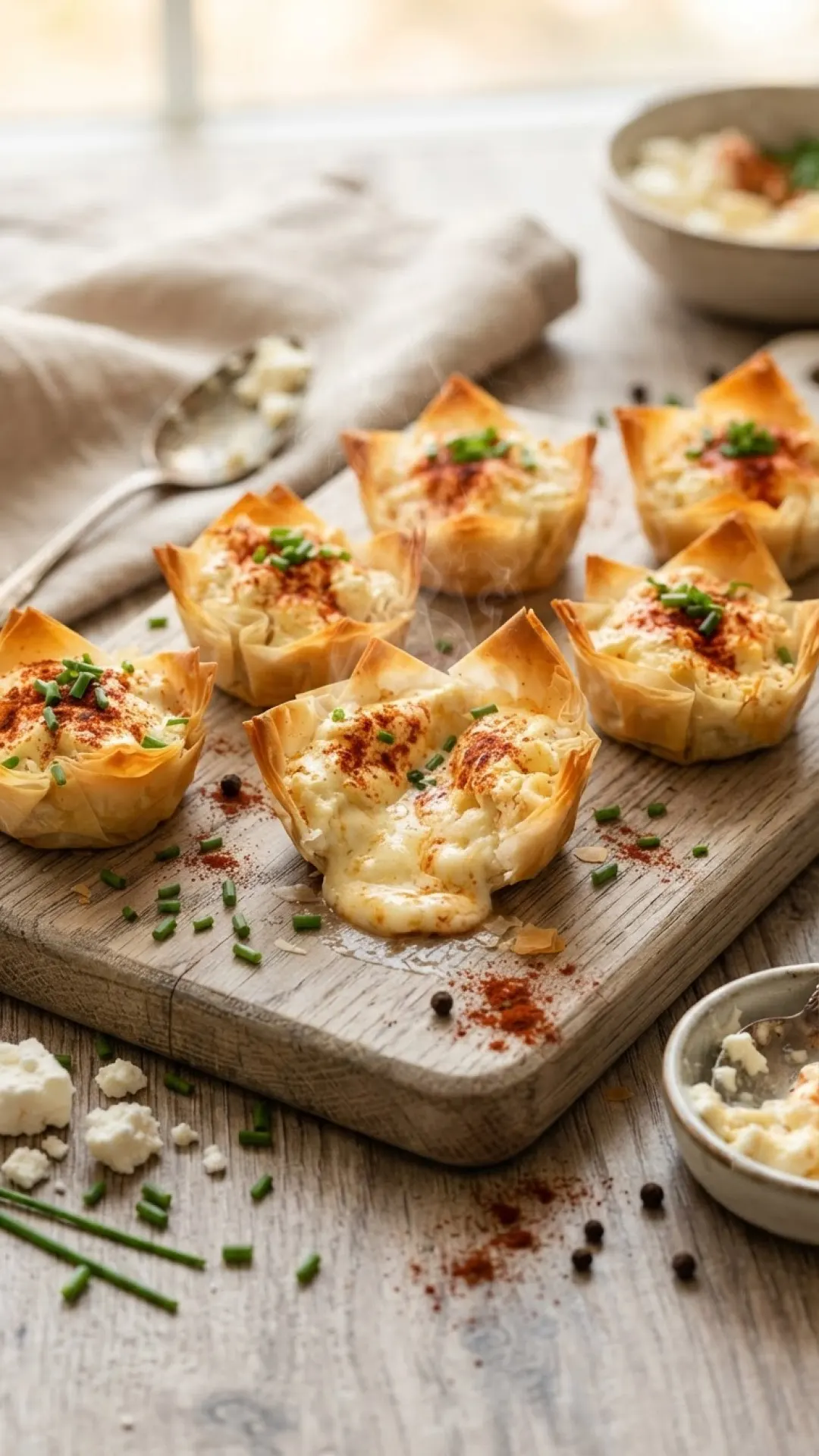 Creamy Harissa & Cheese Phyllo Bites Preparation