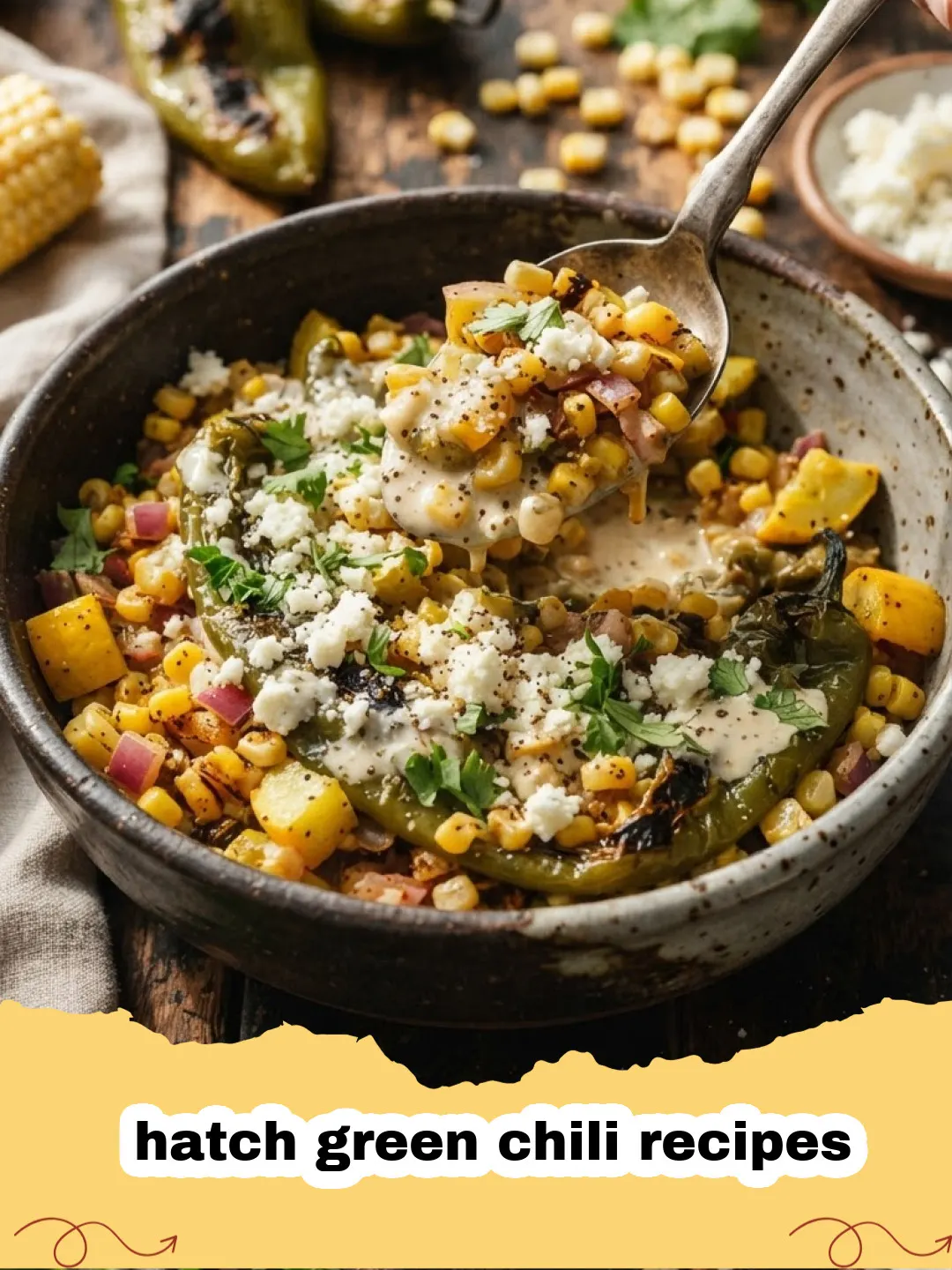 hatch green chili recipes - Close-up of bubbling creamy Hatch green chile chicken enchiladas in a baking dish, garnished with fresh cilantro.