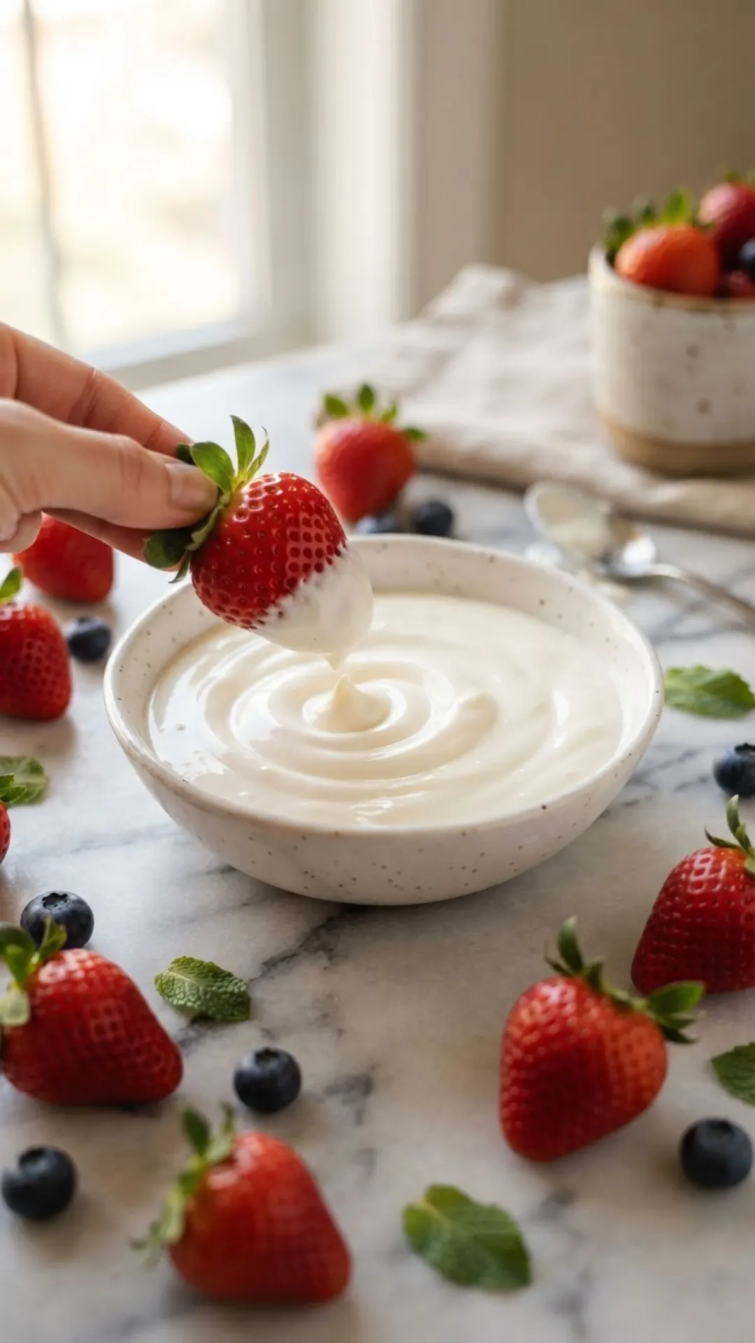 Creamy Marshmallow Fruit Dip Preparation