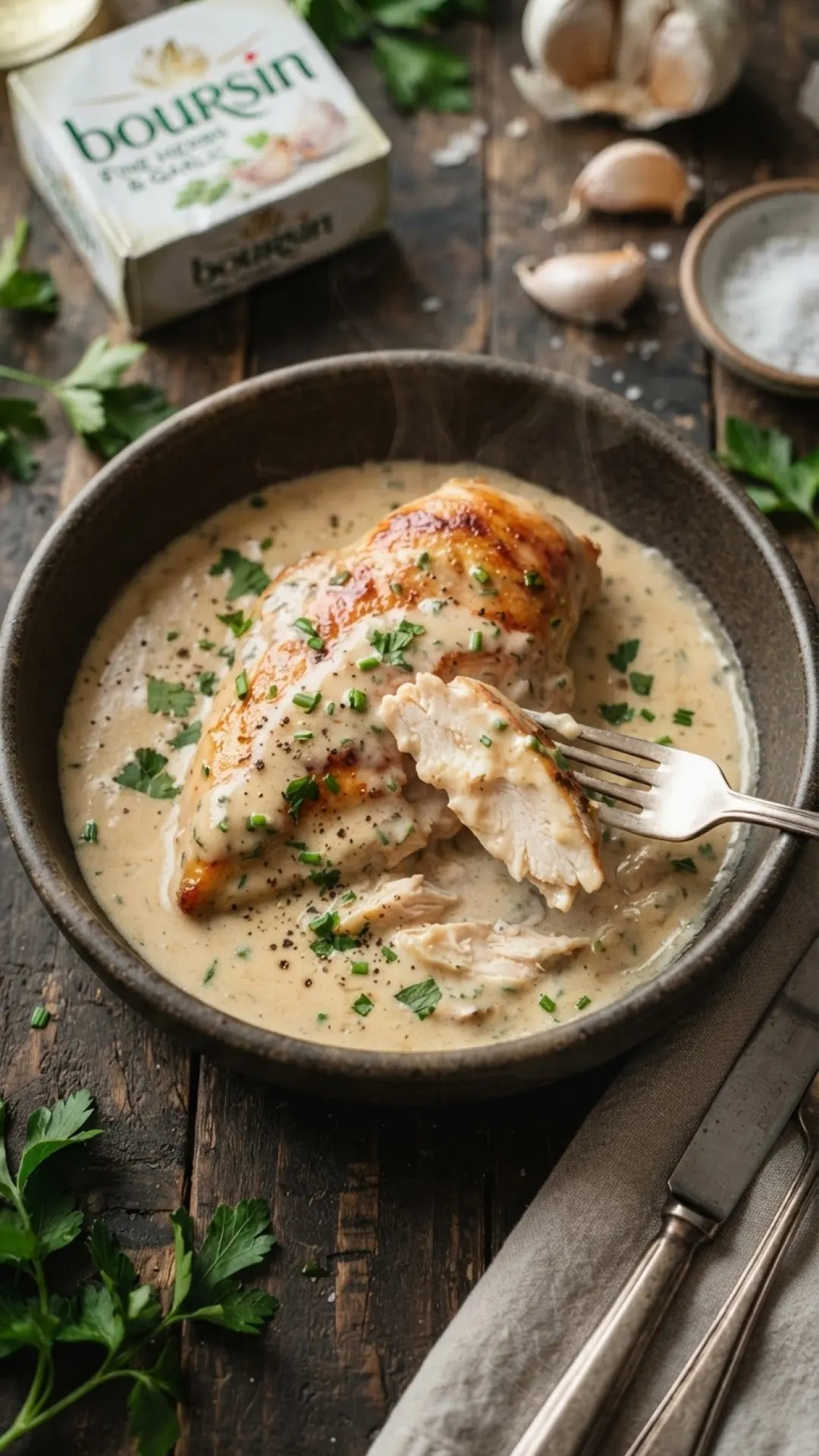 Creamy One-Pan Boursin Chicken with Herbs Preparation