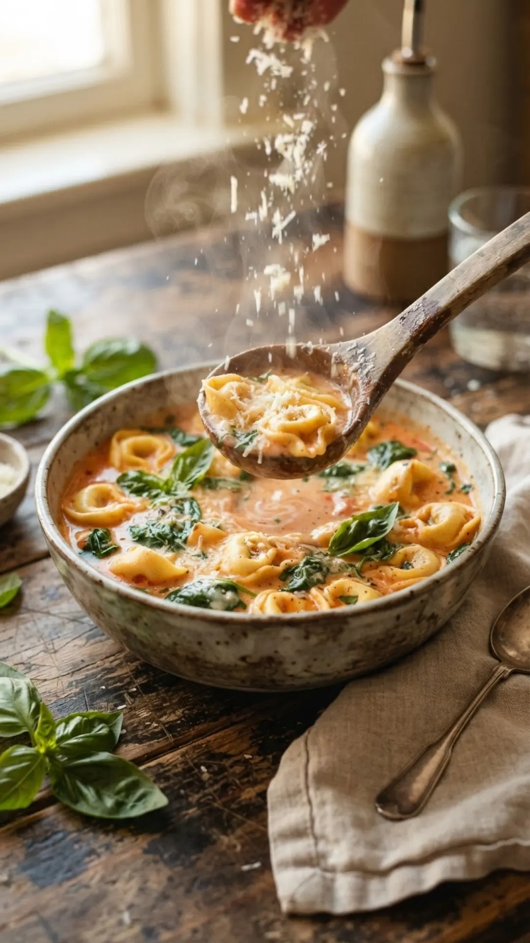 Creamy Tomato Basil Tortellini Soup with Sausage Preparation