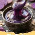 Ube Recipes - Close-up of creamy, vibrant purple Ube Halaya (purple yam jam) in a glass jar, garnished with a sprinkle of toasted coconut.