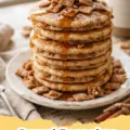 Cereal Pancakes - Stack of fluffy cereal pancakes with maple syrup and fresh berries
