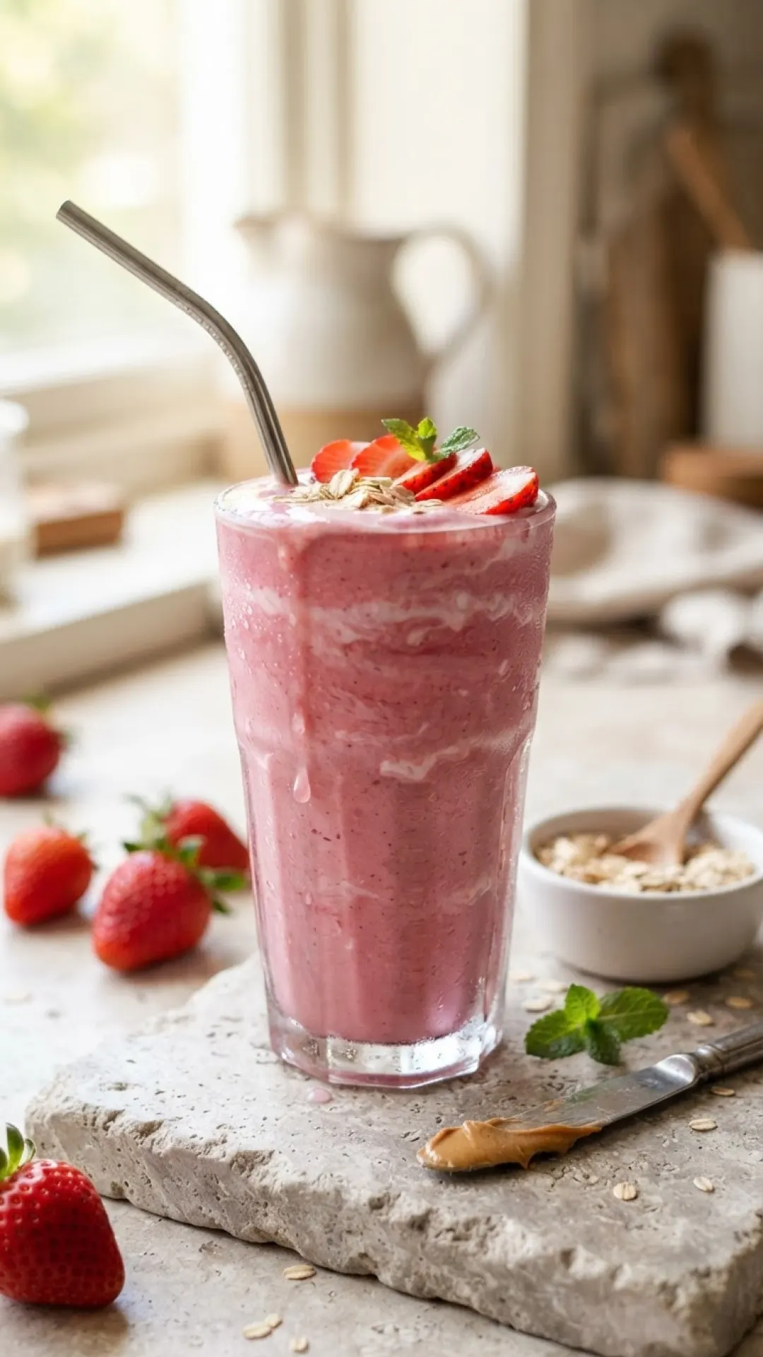 Energizing Berry Greek Yogurt Smoothie Preparation
