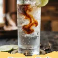 A refreshing layered Espresso Tonic drink with ice and an orange slice garnish in a tall glass on a light background.