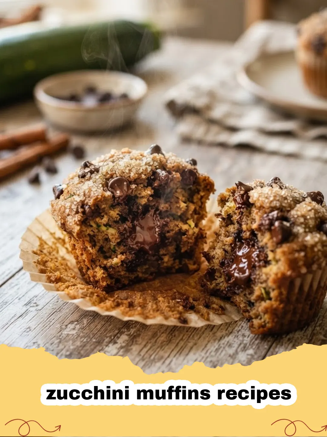 zucchini muffins recipes - Close-up of golden-brown zucchini muffins with specks of green zucchini visible, some with chocolate chips, on a cooling rack.