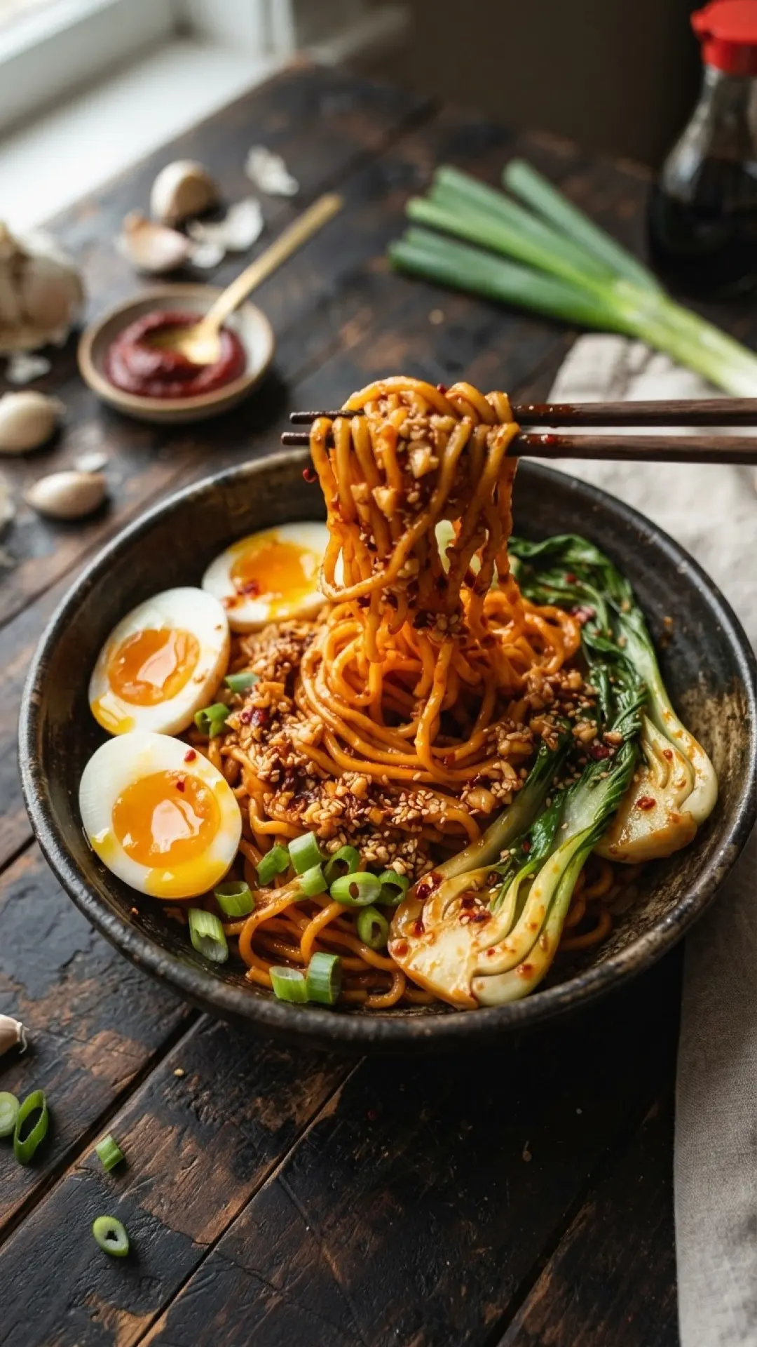 Gochujang Sesame Garlic Noodles Preparation