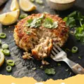 tuna patties recipes - Crispy golden-brown tuna patties served on a plate with fresh lemon wedges and parsley.