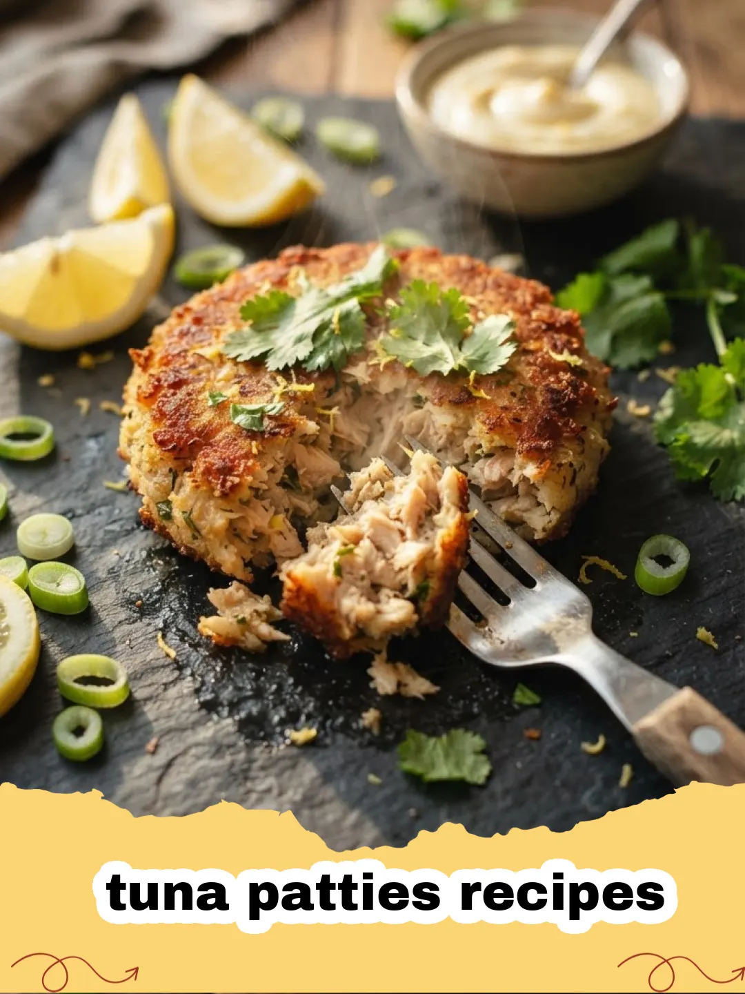 tuna patties recipes - Crispy golden-brown tuna patties served on a plate with fresh lemon wedges and parsley.
