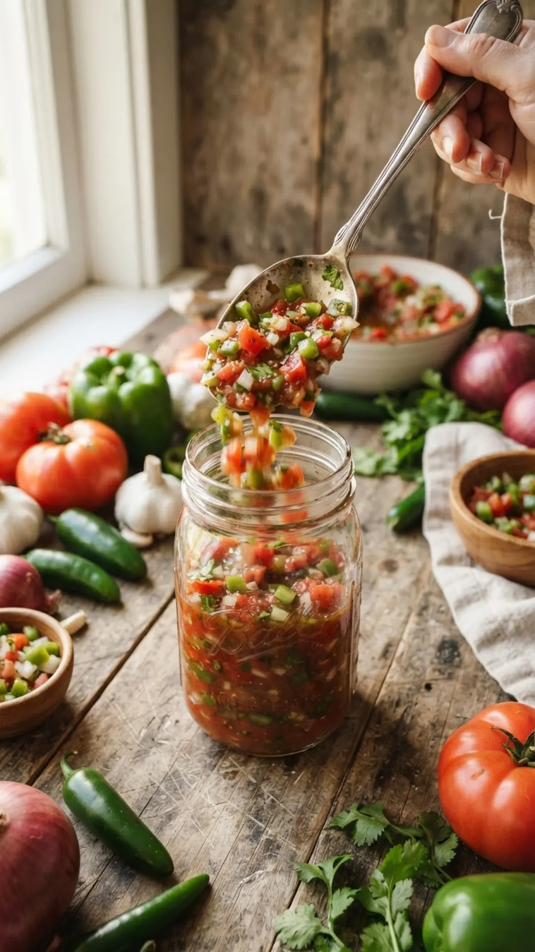 Grandmother's Classic Home-Canned Salsa Preparation