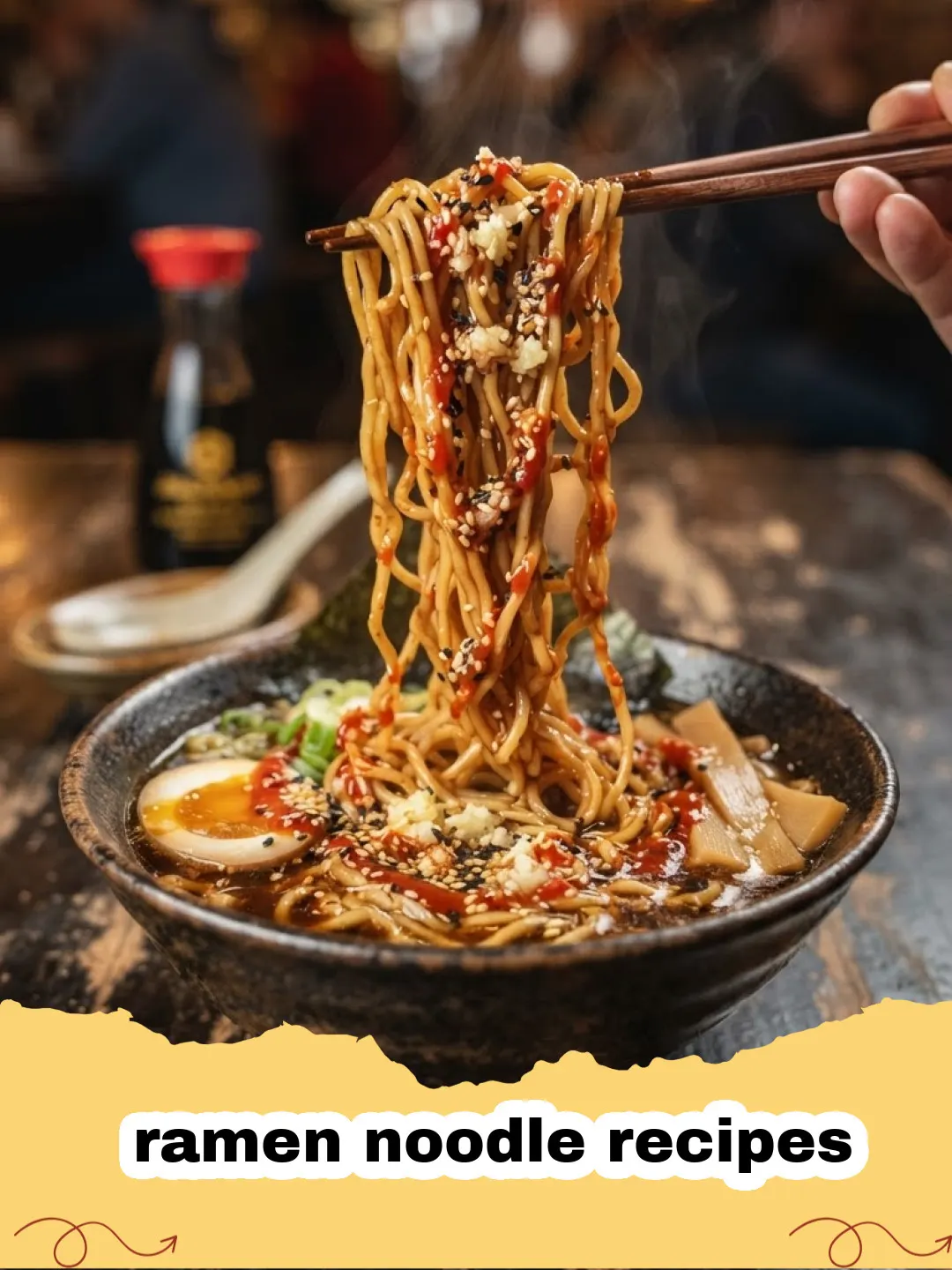 ramen noodle recipes - A vibrant bowl of homemade chicken ramen with a rich broth, soft-boiled egg, green onions, and nori.