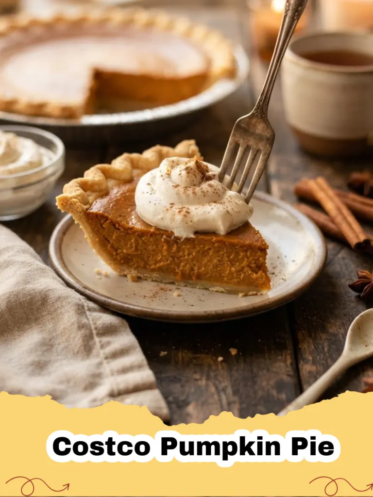 Costco Pumpkin Pie - A glorious, large homemade Costco-style pumpkin pie with a golden, crimped crust, cooling on a wire rack, ready for slicing.