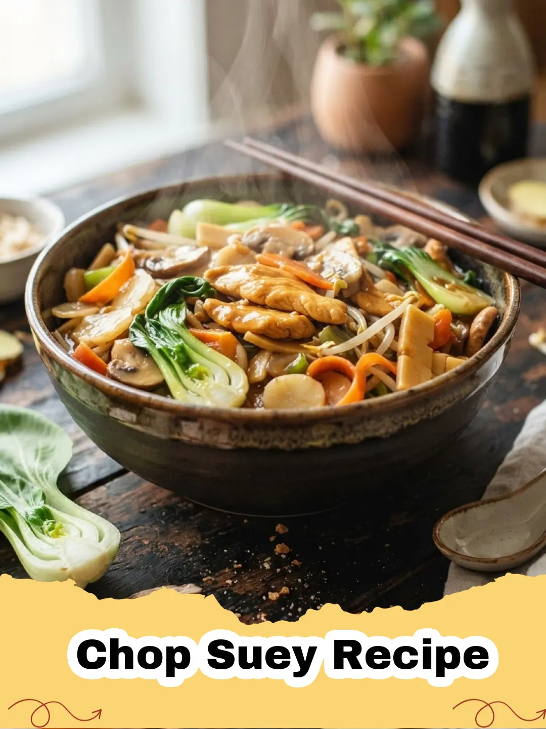Chop Suey Recipe - Close-up of a delicious plate of Homestyle Chicken Chop Suey with vibrant vegetables and tender chicken, ready to be eaten.