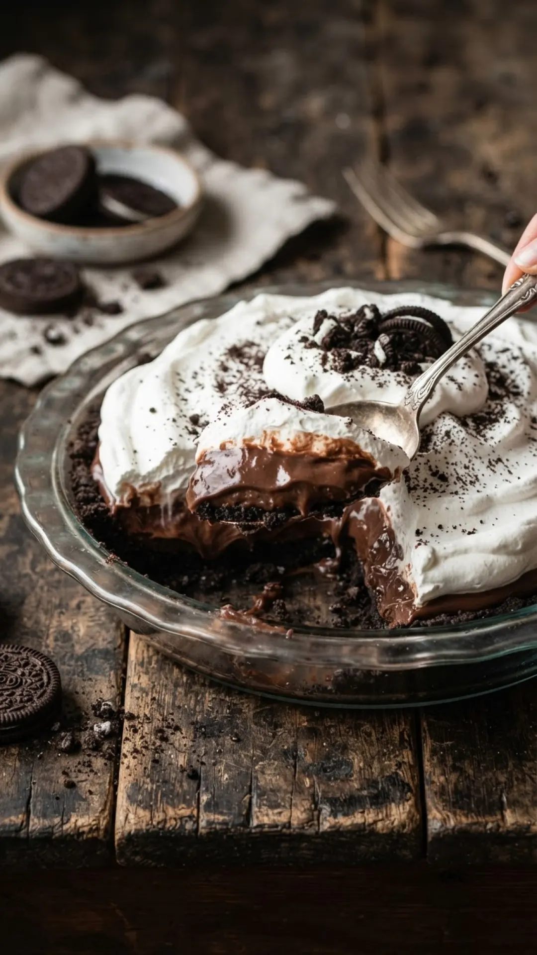 No-Bake Oreo Mud Pie Preparation