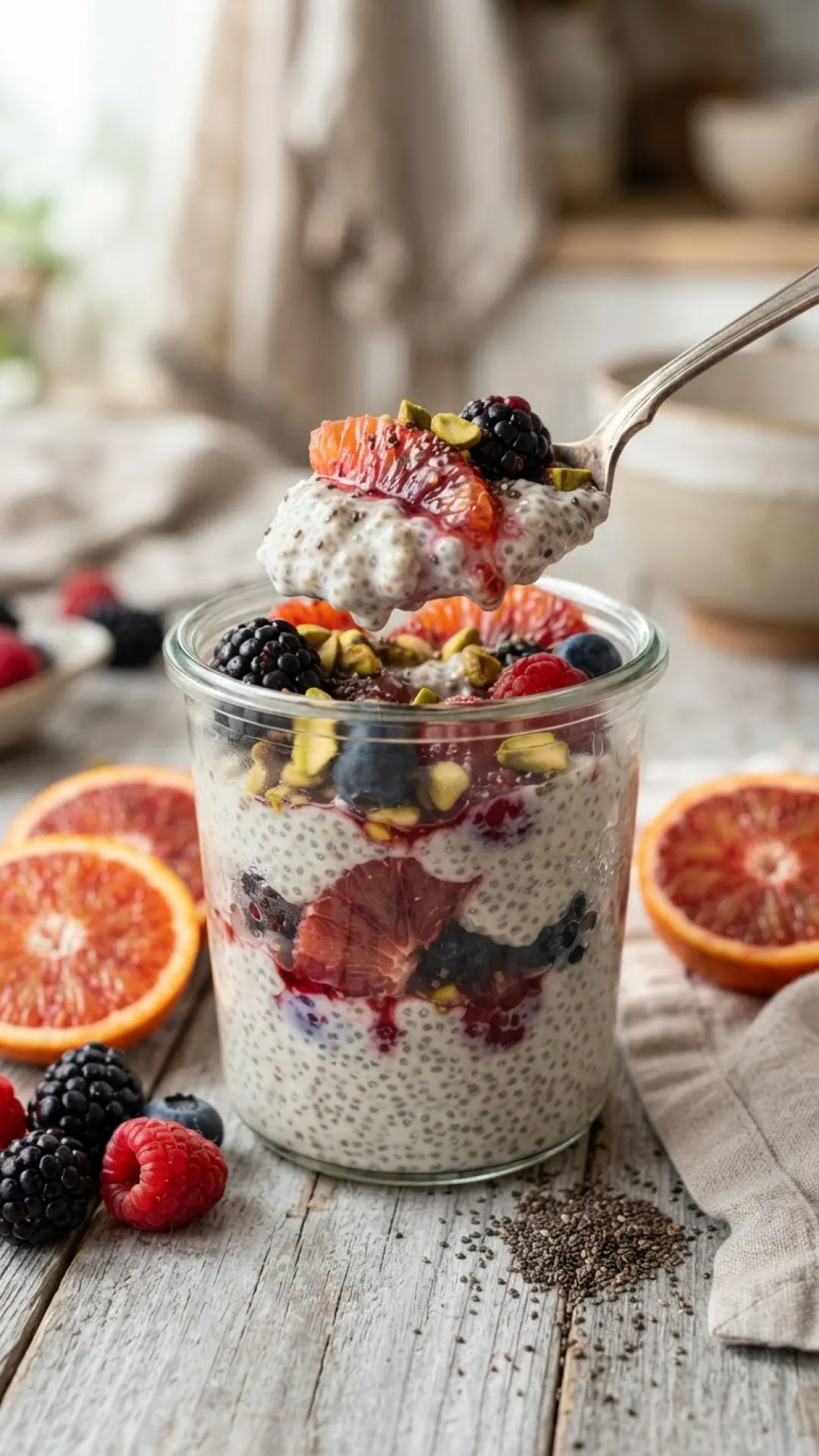 Overnight Berry Chia Pudding Preparation