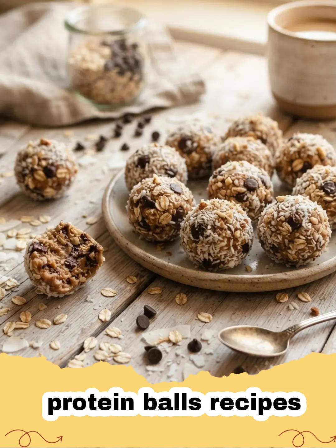 protein balls recipes - Close-up of delicious no-bake peanut butter chocolate chip protein balls arranged on a parchment-lined surface.