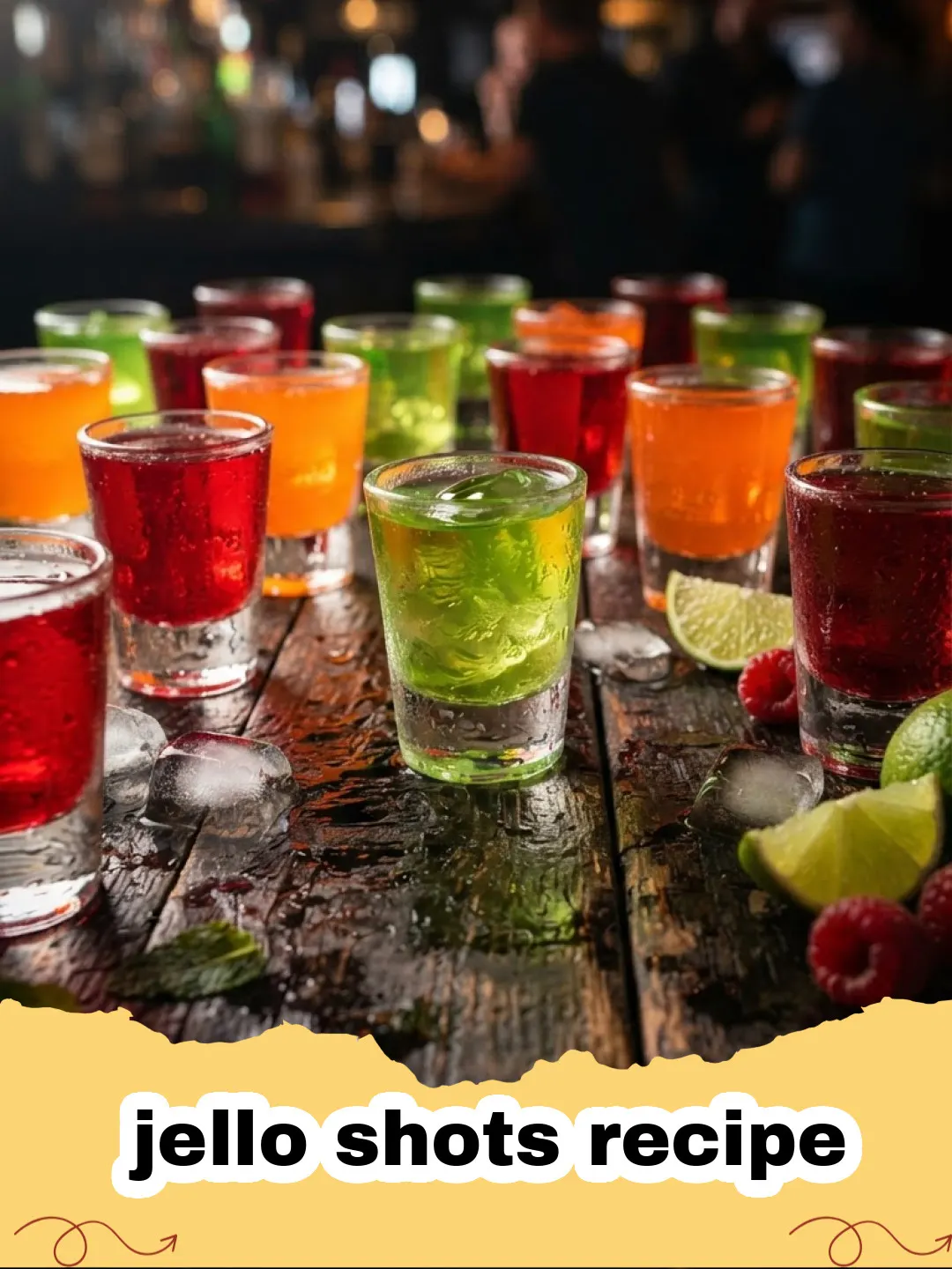 jello shots recipe - Vibrant and colorful jello shots in small plastic cups arranged on a tray, ready for a party.