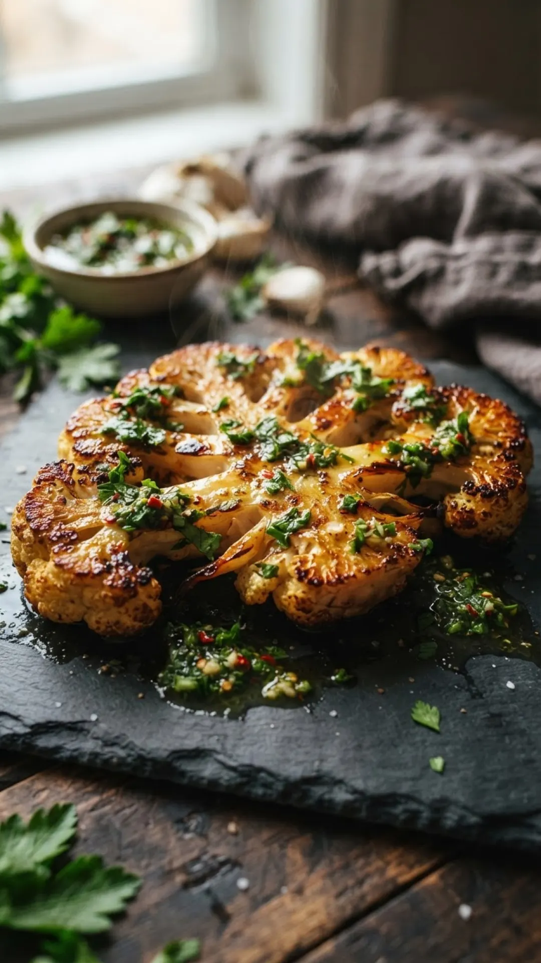 Roasted Cauliflower Steaks with Chimichurri Preparation