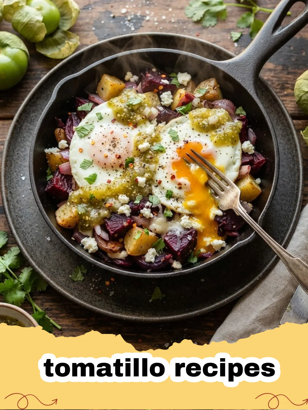 tomatillo recipes - A bowl of roasted tomatillo salsa verde with chips and fresh ingredients on the side.