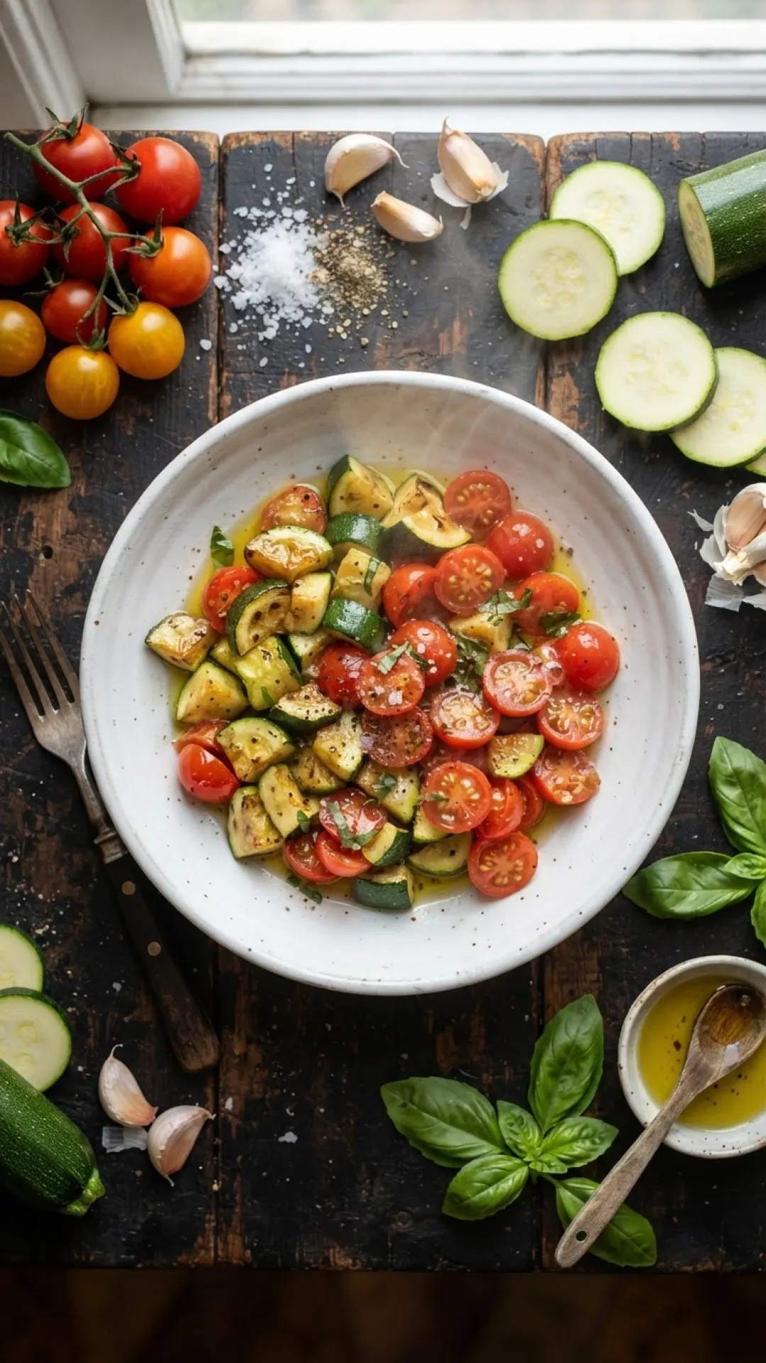 Rustic Summer Zucchini and Tomato Bake Preparation