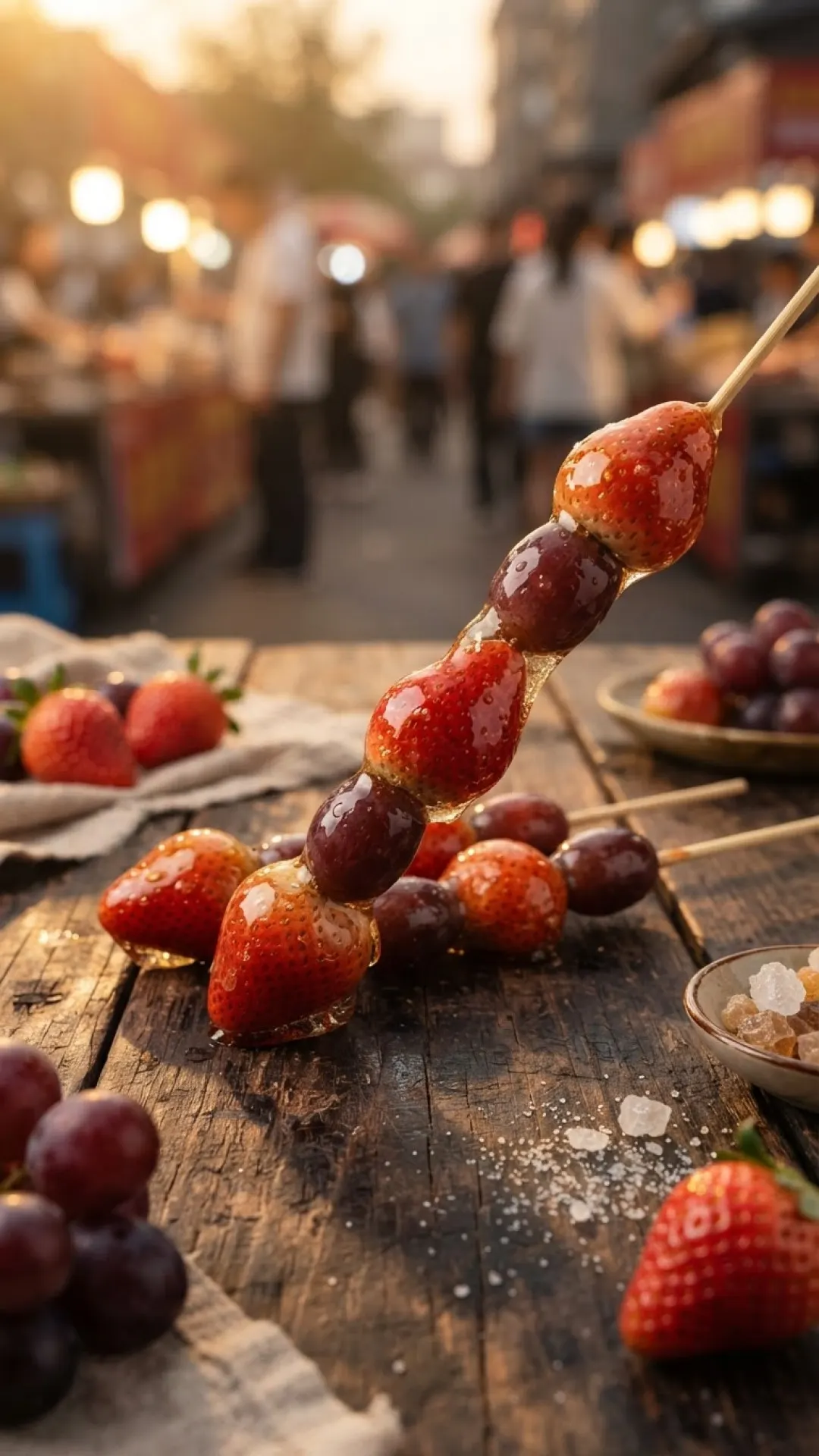 Tanghulu (Candied Fruit Skewers) Preparation