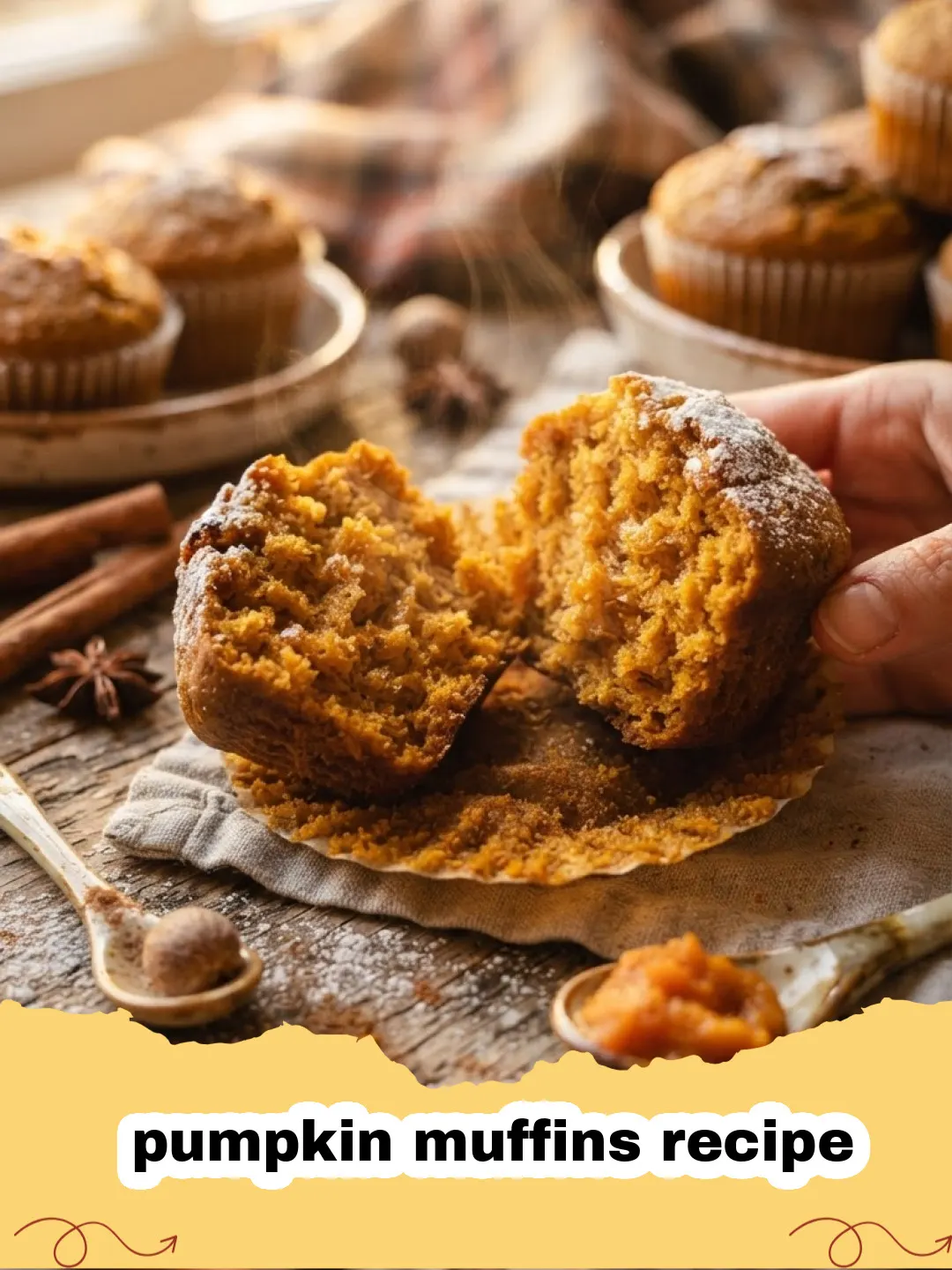 pumpkin muffins recipe - A close-up shot of several perfectly baked, golden-brown pumpkin muffins, some with paper liners removed, showing their moist interior and warm spices.