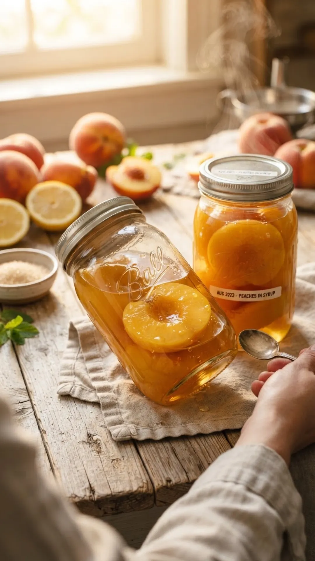 Traditional Home-Canned Peaches Preparation