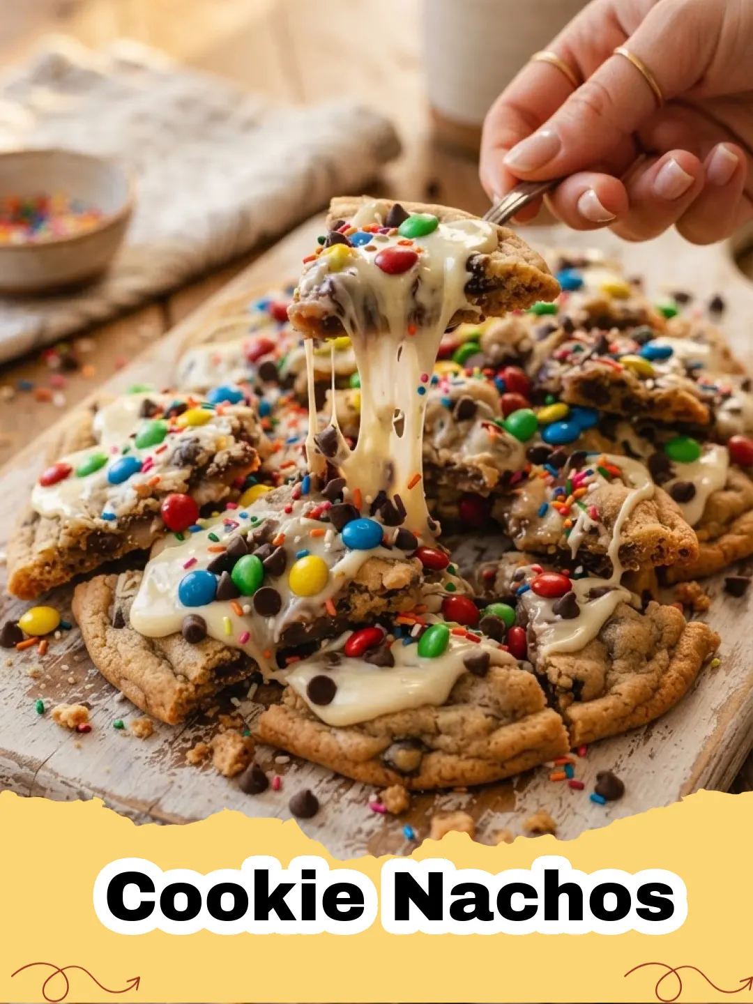 Cookie Nachos - A colorful platter of ultimate cookie nachos piled high with chocolate sauce, caramel, marshmallows, candies, and fresh berries, ready for sharing.
