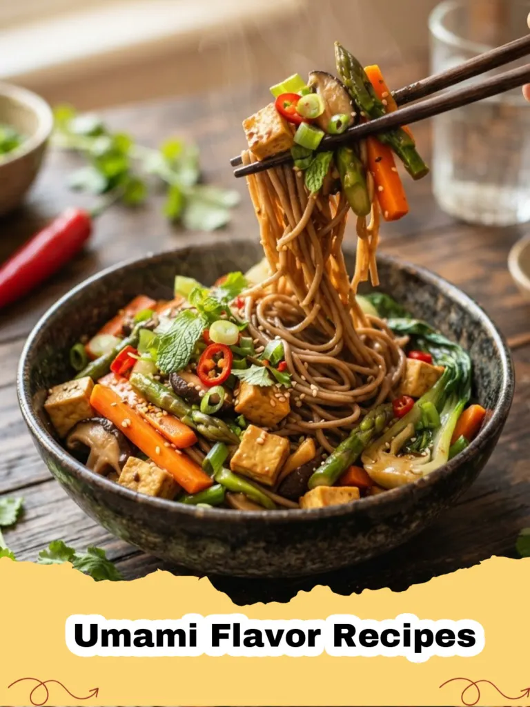 Umami Flavor Recipes - Close-up of Umami Bomb Beef & Mushroom Stir-Fry with Garlic Noodles in a wok