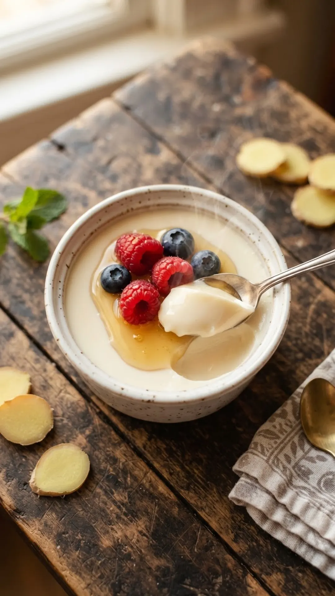 Warm Ginger Milk Curd Pudding Preparation