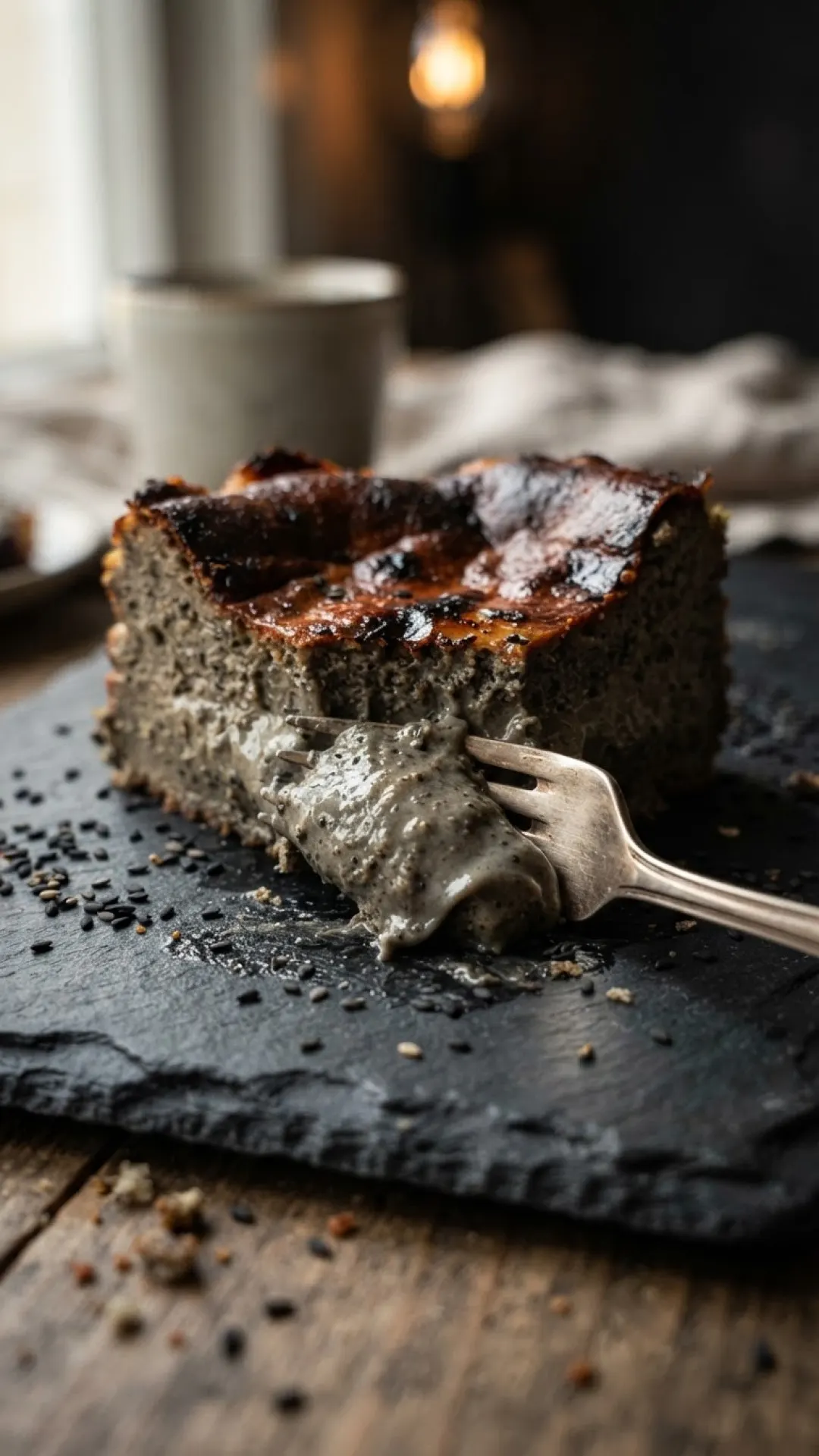 Black Sesame Basque Burnt Cheesecake Preparation