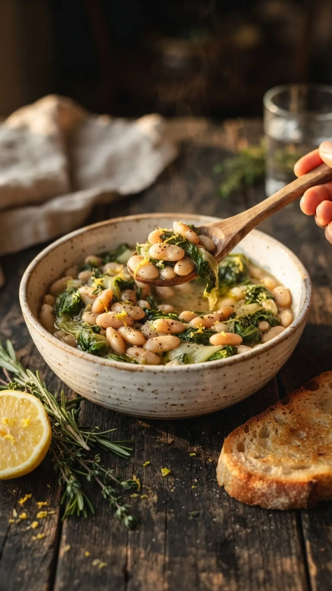 Braised White Beans & Seasonal Greens with Lemon Preparation