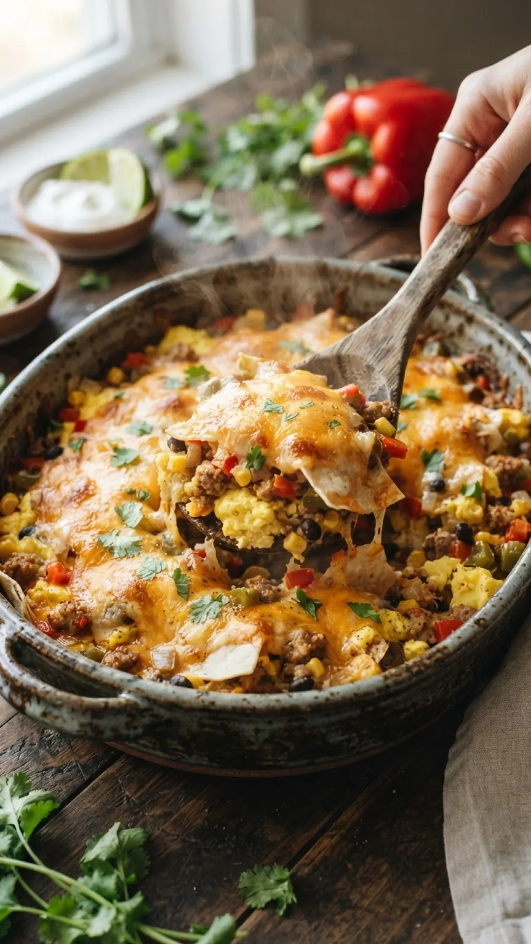 Breakfast Burrito Casserole Preparation