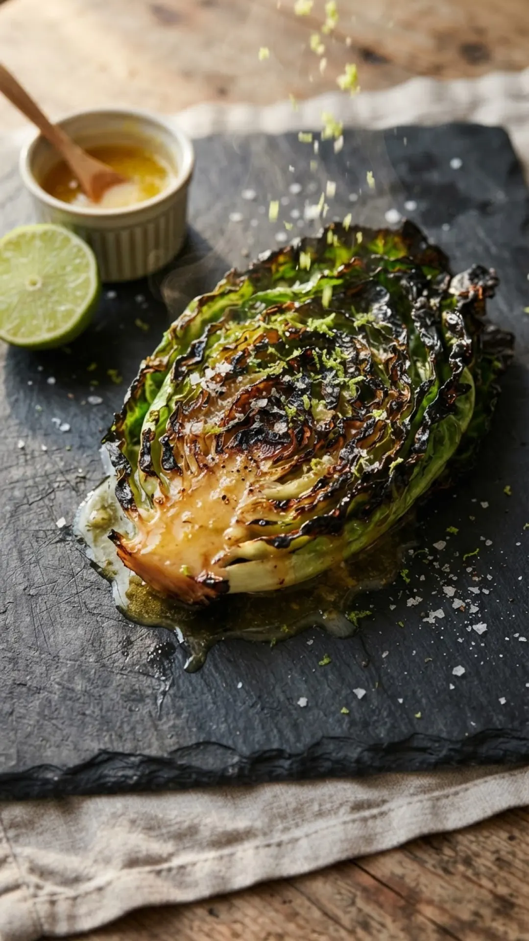 Charred Hispi Cabbage with Miso Butter Preparation