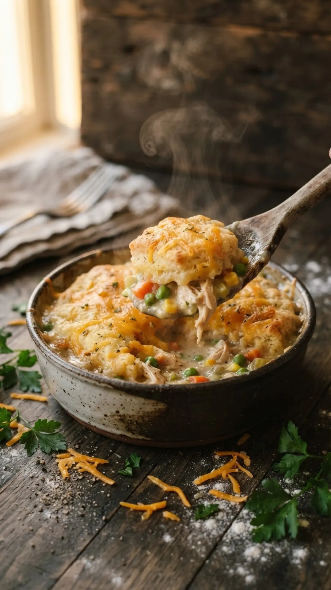 Cheddar Bay Biscuit Chicken Potpie Preparation